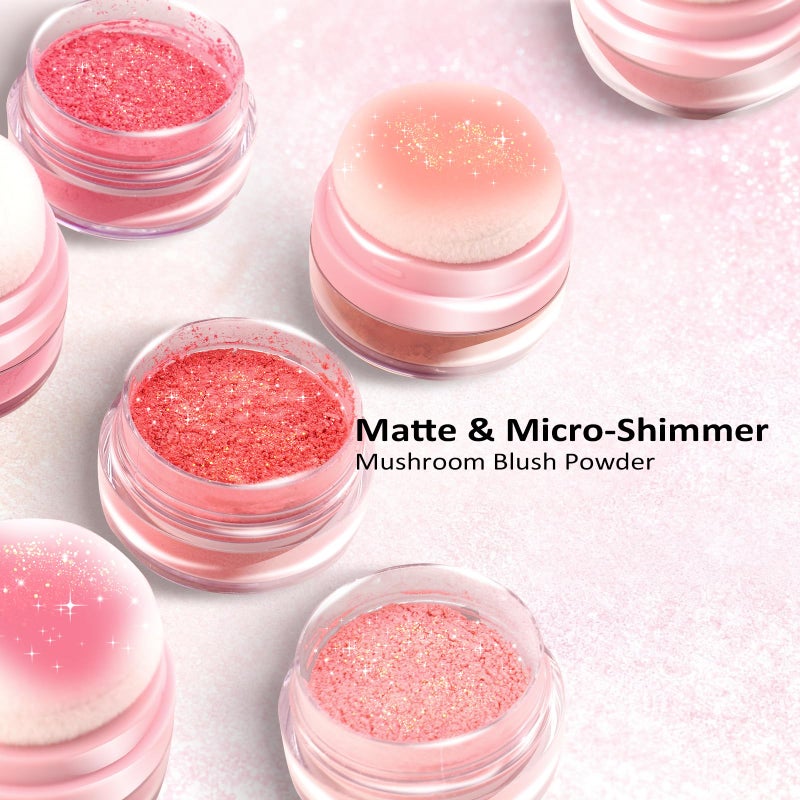 Color Nymph Cushion Blush Powder Micro-Shimmer Cheek Blusher Mushroom Face Blush For Cheek Makeup For Brown/Tan Skin Easy to Blend Highly Pigmented 04# Berry Pink - Image 3